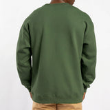 OLIVE EMBOSSED CREW-NECK SWEATER