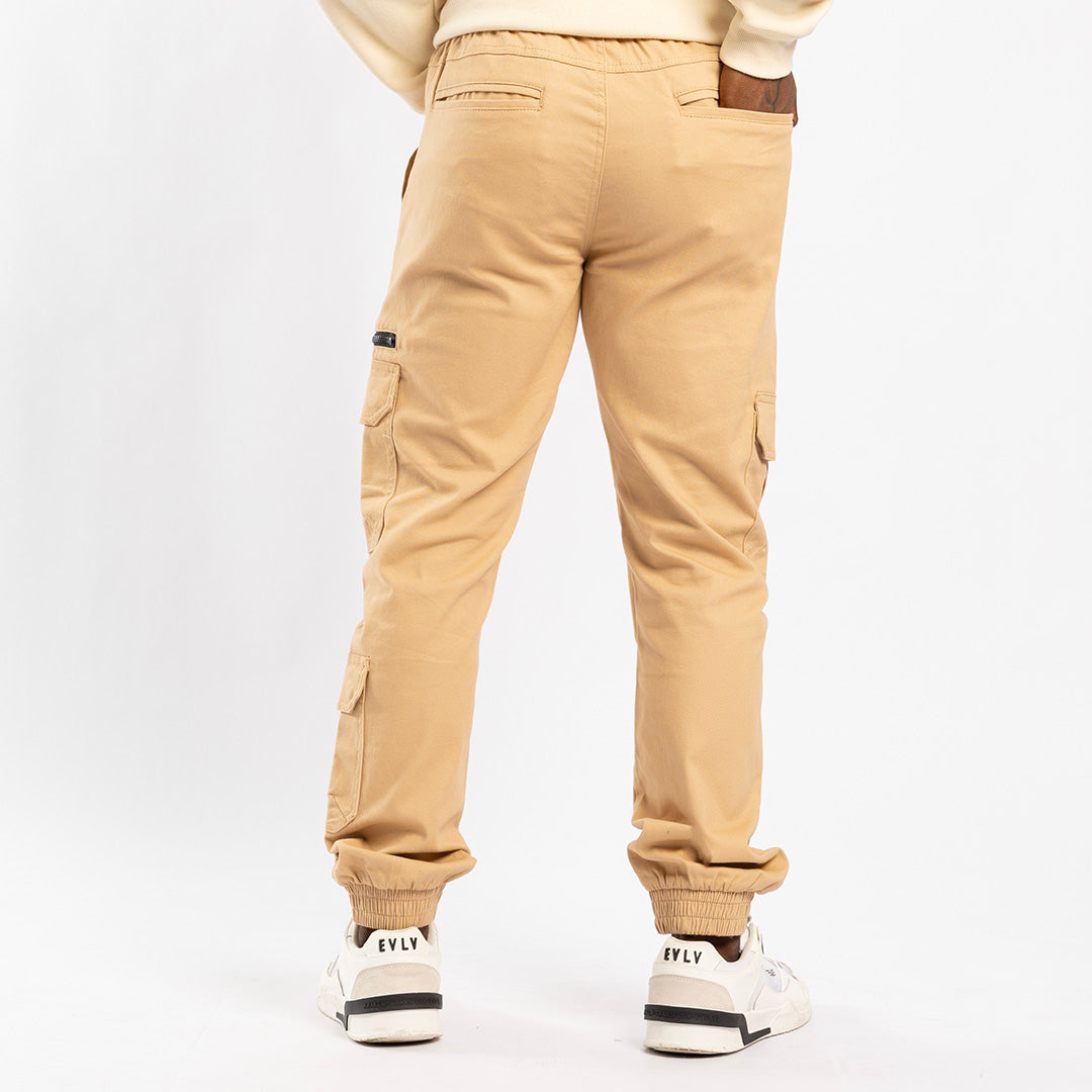 KHAKI CARGO TWILL JOGGER (ZIP DETAIL)