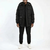BLACK LONGER LENGTH PADDED JACKET