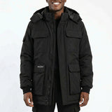 BLACK LONGER LENGTH PADDED JACKET
