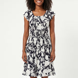 WHITE FLORAL SHORT SLEEVE DRESS