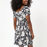 WHITE FLORAL SHORT SLEEVE DRESS