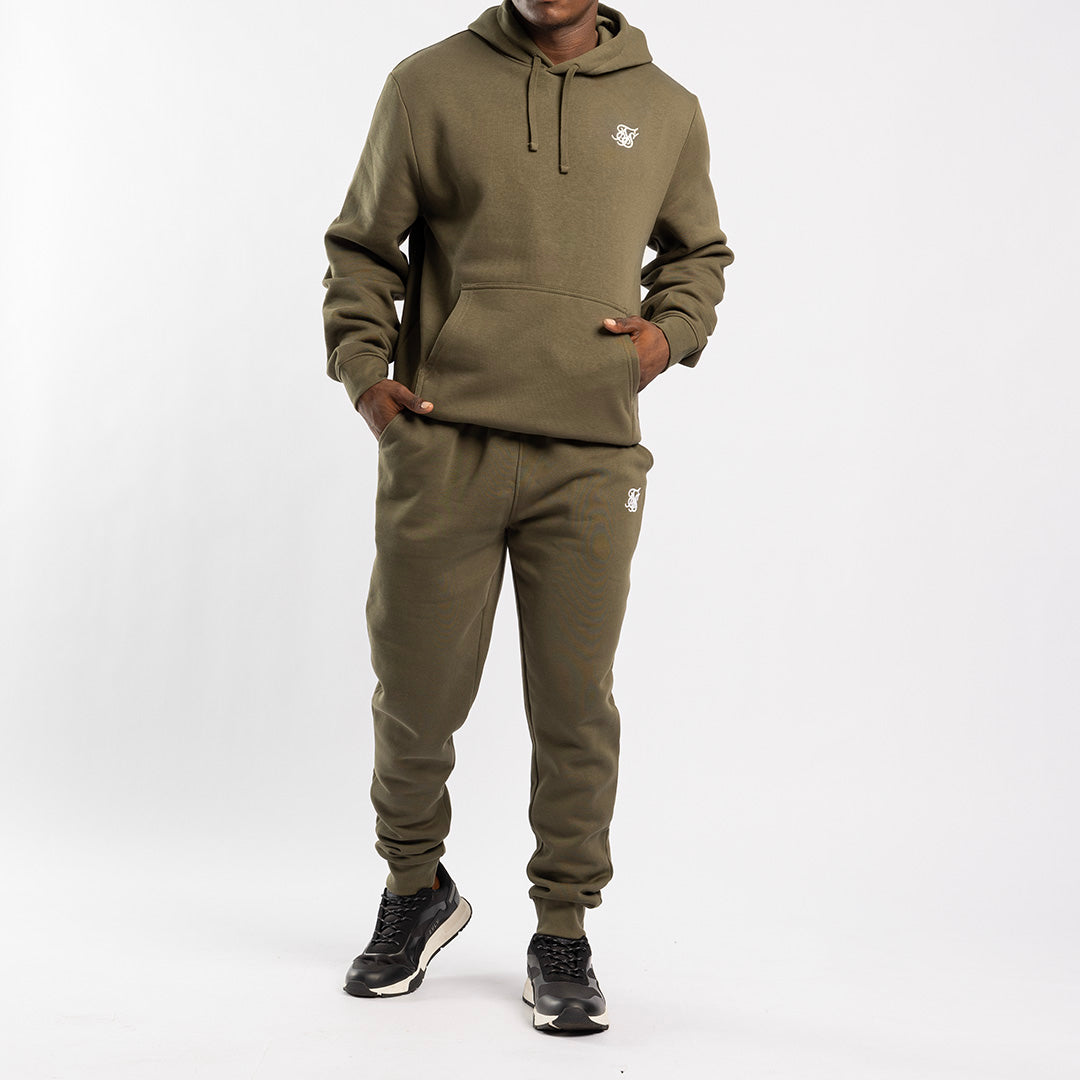 OLIVE FLEECE HOODED PRINTED SWEATER