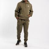 OLIVE FLEECE HOODED PRINTED SWEATER