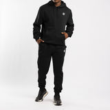 BLACK FLEECE HOODED PRINTED SWEATER