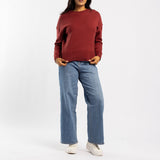 BURGUNDY LONG SLEEVE ROUND NECK JERSEY