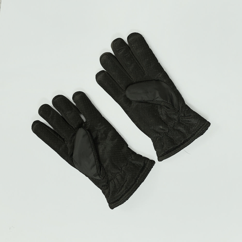 BLACK GLOVES (STRAP DETAIL, GRIP FEATURE)