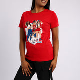 RED PRINTED SHORT SLEEVE TOP