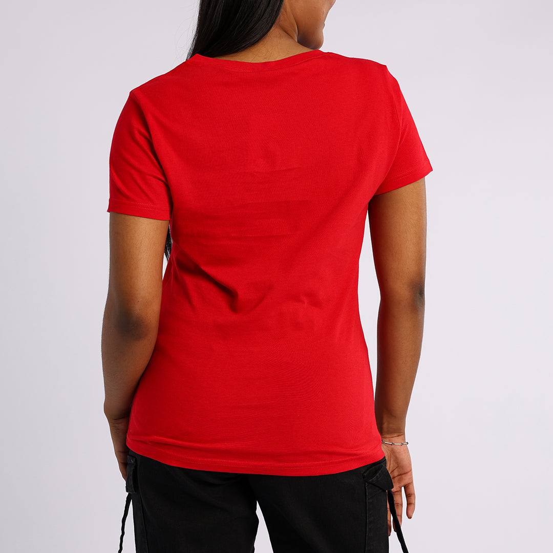 RED PRINTED SHORT SLEEVE TOP