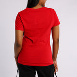 RED PRINTED SHORT SLEEVE TOP