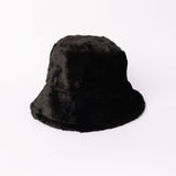 BLACK FUR BUCKET HAT