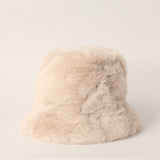 BEIGE FUR BUCKET HAT