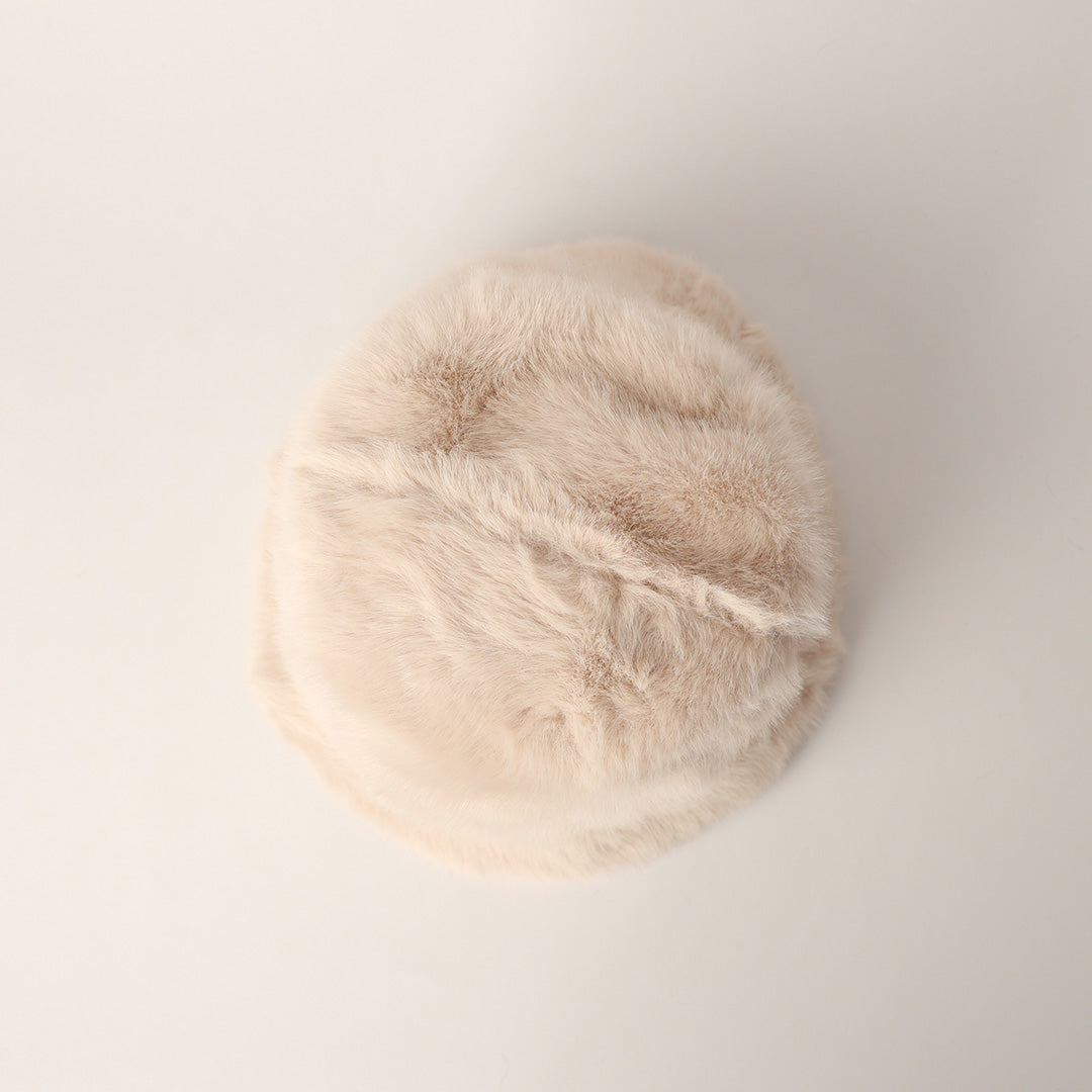 BEIGE FUR BUCKET HAT
