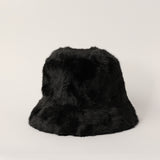 BLACK FUR BUCKET HAT
