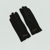 BLACK GLOVES (CHECKERED BOW DETAIL)
