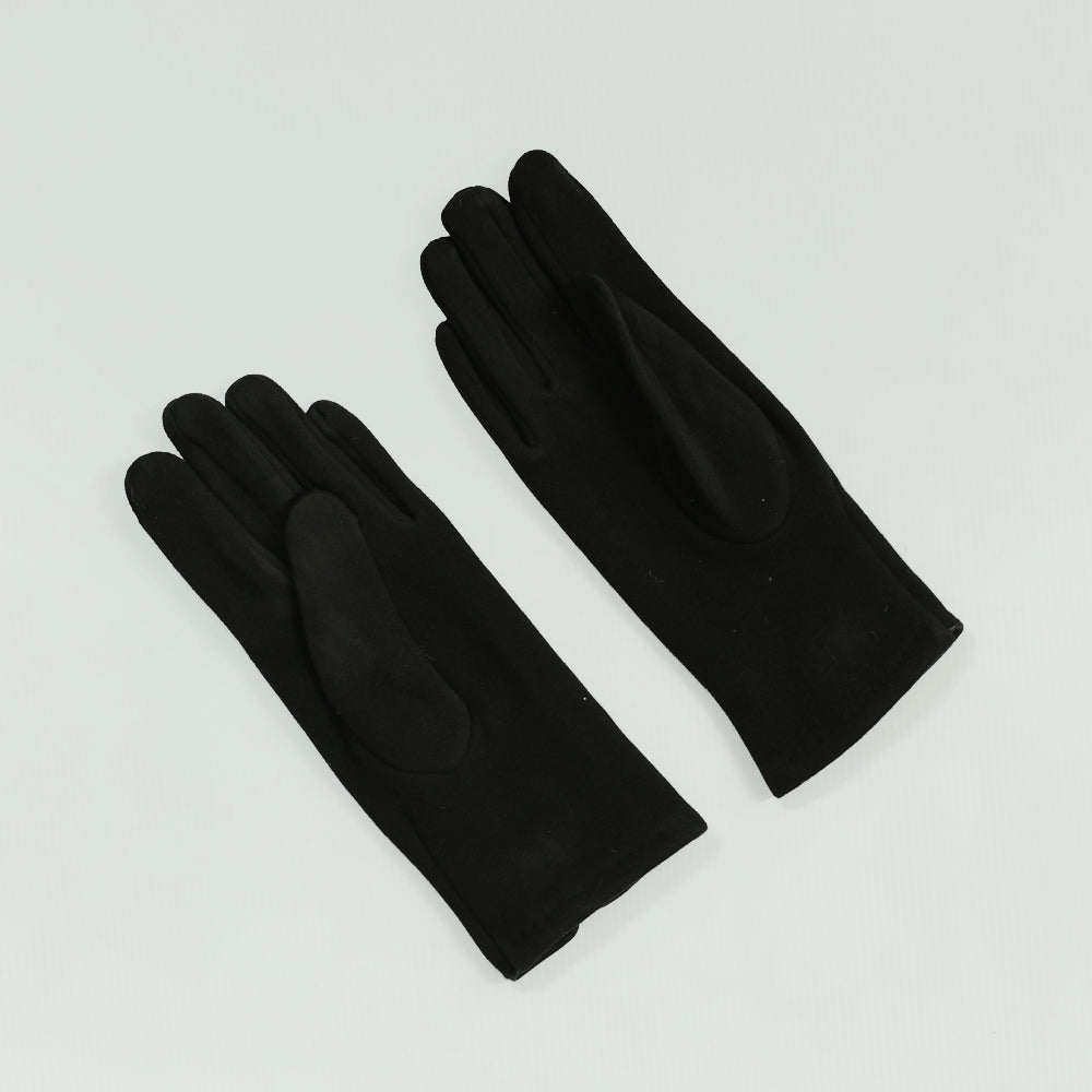 BLACK GLOVES (CHECKERED BOW DETAIL)