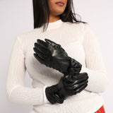 BLACK PU GLOVES (BOW DETAIL)