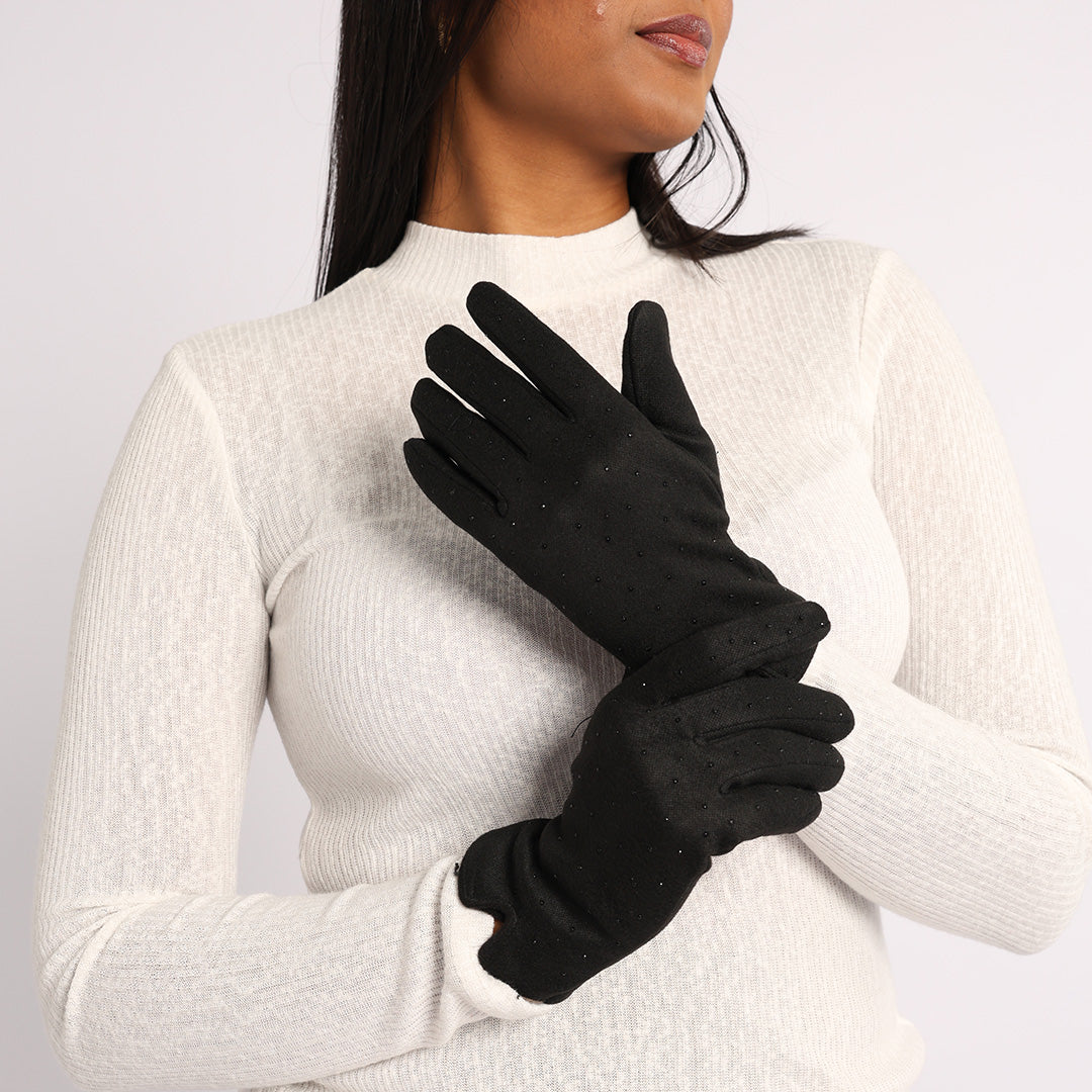 BLACK GLOVES (STUD DETAIL)