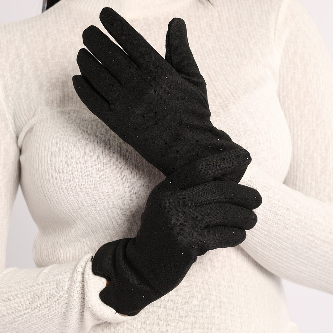 BLACK GLOVES (STUD DETAIL)