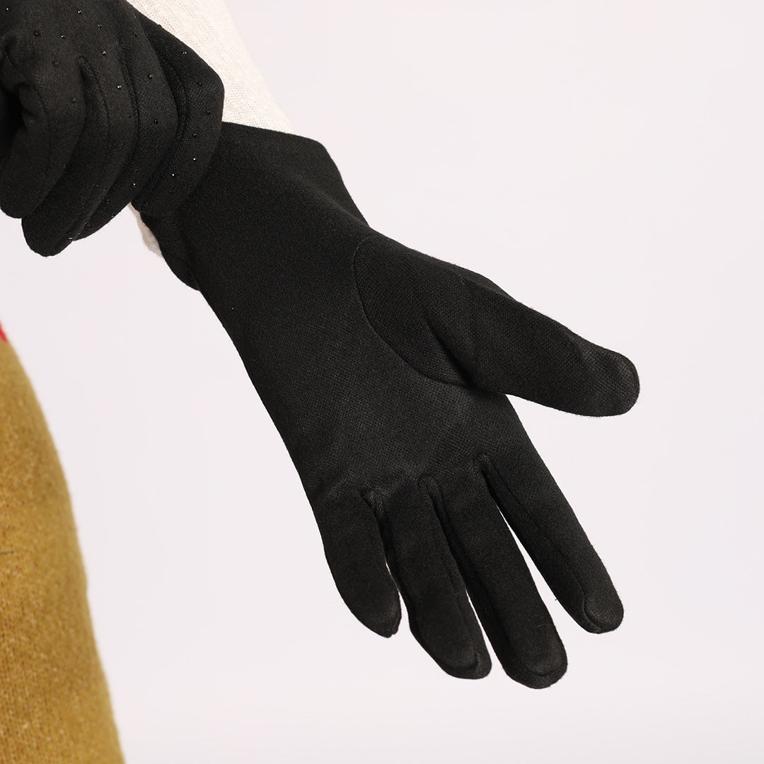 BLACK GLOVES (STUD DETAIL)