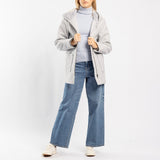 GREY LONG SLEEVE HOODED JACKET WITH POCKETS