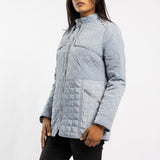 BLUE LONG SLEEVE QUILTED JACKET WITH ZIP DETAILS