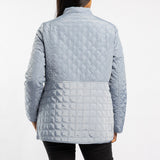 BLUE LONG SLEEVE QUILTED JACKET WITH ZIP DETAILS