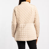 BEIGE LONG SLEEVE QUILTED JACKET WITH ZIP DETAILS