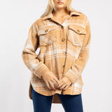 KHAKI CHECK LONG SLEEVE SHACKET