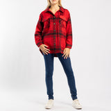 RED CHECK LONG SLEEVE SHACKET