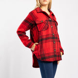 RED CHECK LONG SLEEVE SHACKET
