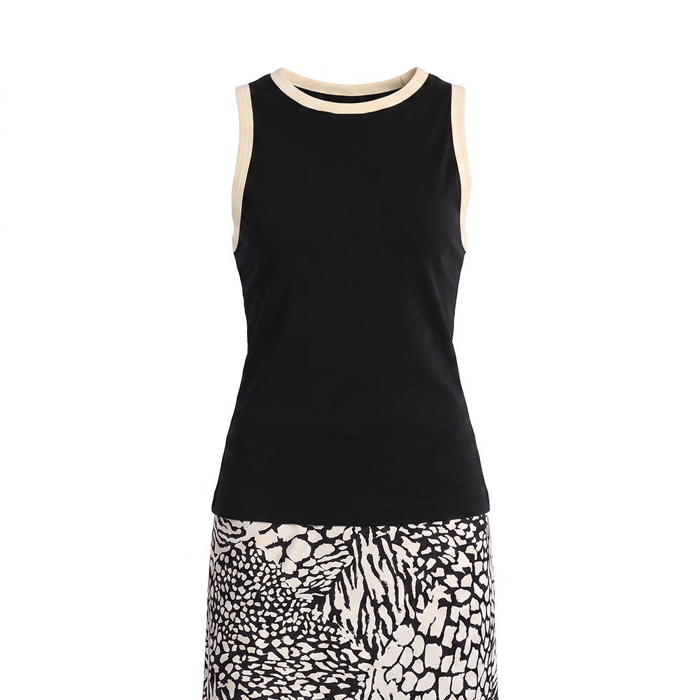 BLACK VEST WITH CREAM LINING