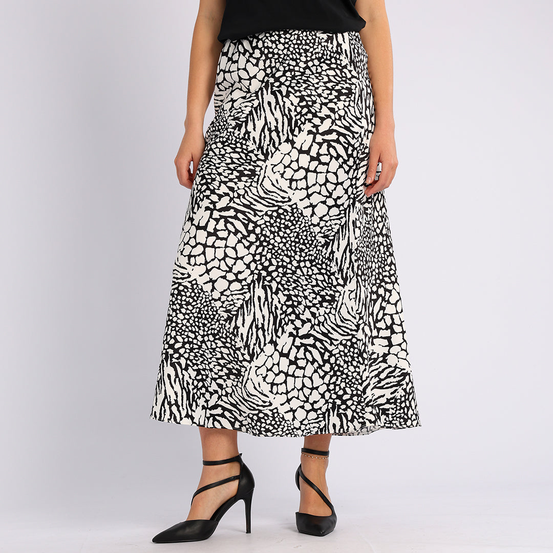 BLACK/WHITE SATIN SKIRT