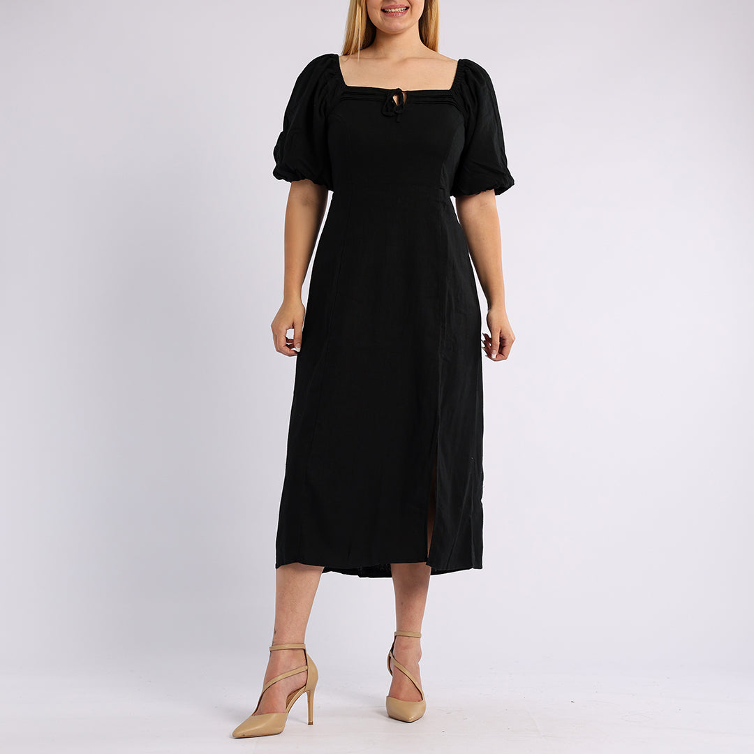 LONG DRESS WITH SLIT IN FRONT