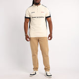 MENS BASIC SUPPLY CREAM/NAVY 1/4 ZIP GOLFER