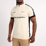 MENS BASIC SUPPLY CREAM/NAVY 1/4 ZIP GOLFER