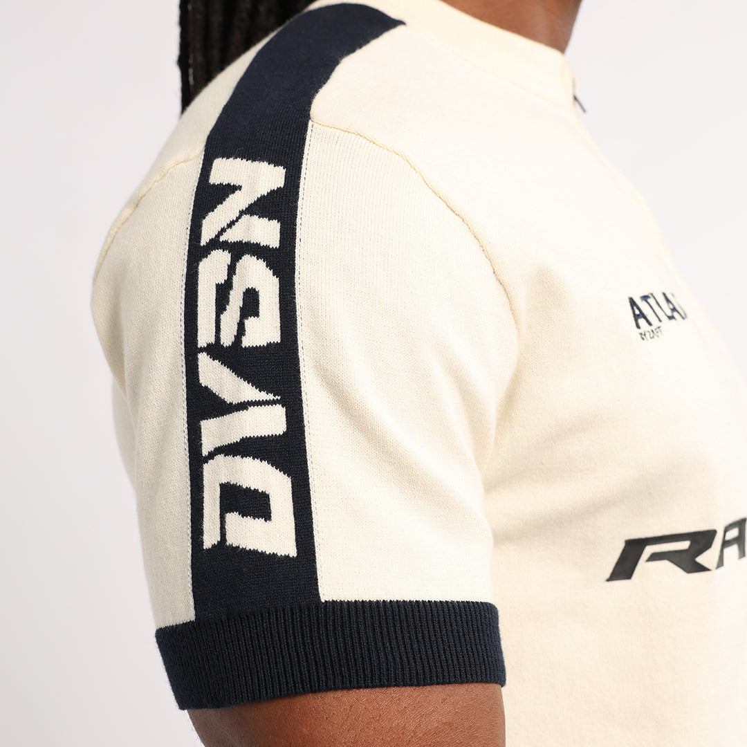 MENS BASIC SUPPLY CREAM/NAVY 1/4 ZIP GOLFER