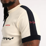 MENS BASIC SUPPLY CREAM/NAVY 1/4 ZIP GOLFER