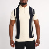 MENS BASIC SUPPLY  NAVY/WHITE 1/4 ZIP KNIT GOLFER