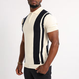 MENS BASIC SUPPLY  NAVY/WHITE 1/4 ZIP KNIT GOLFER