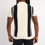 MENS BASIC SUPPLY  NAVY/WHITE 1/4 ZIP KNIT GOLFER