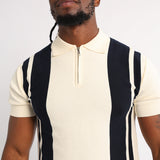 MENS BASIC SUPPLY  NAVY/WHITE 1/4 ZIP KNIT GOLFER