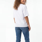 LADIES WHITE DRAWSTRING SWEATER