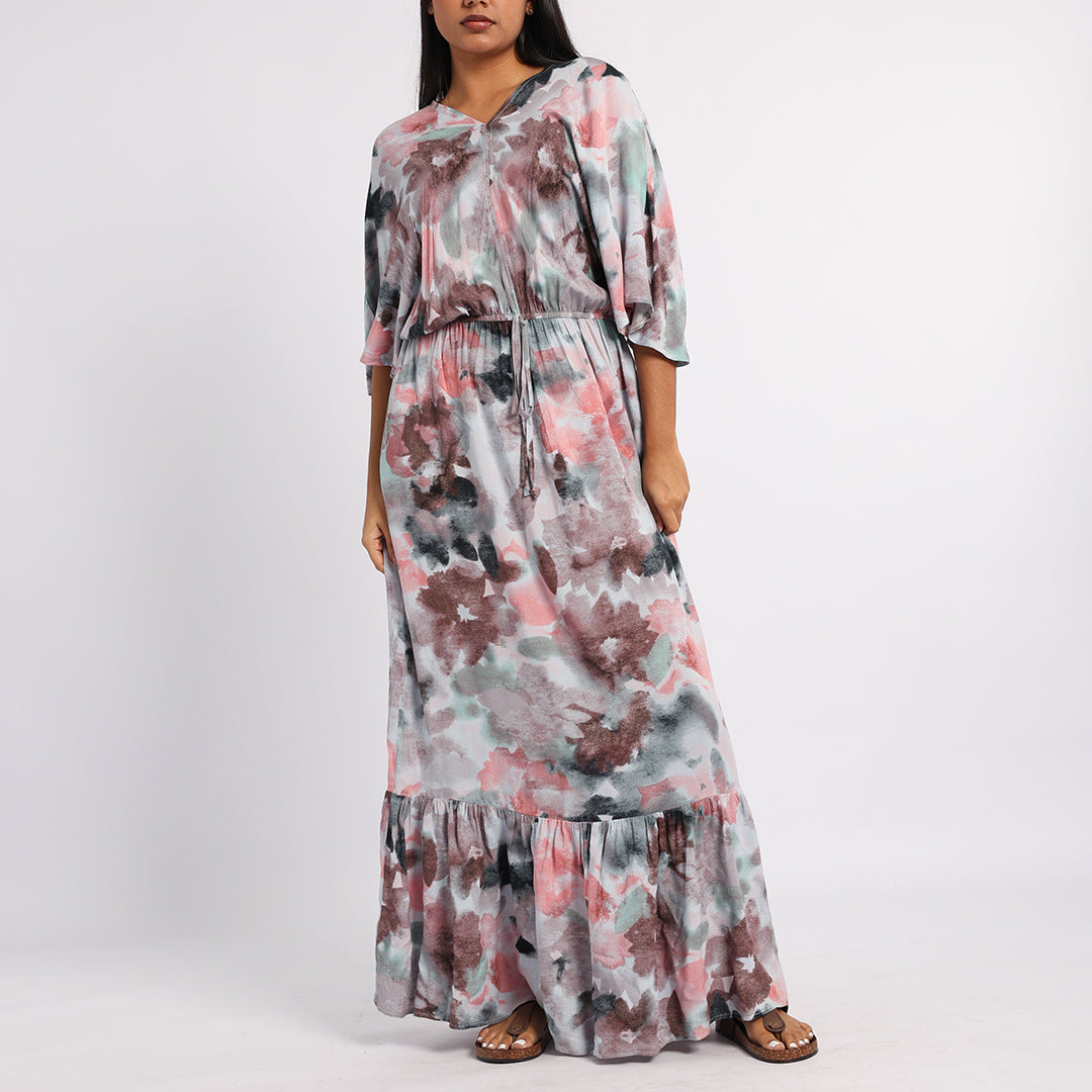BLUE PRINTED KAFTAN DRESS