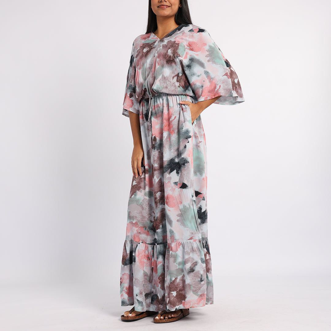 BLUE PRINTED KAFTAN DRESS