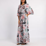 BLUE PRINTED KAFTAN DRESS