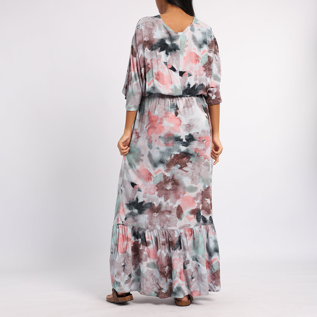BLUE PRINTED KAFTAN DRESS
