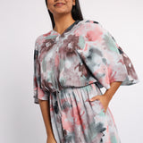 BLUE PRINTED KAFTAN DRESS