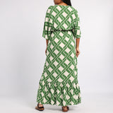 GREEN PRINTED KAFTAN DRESS