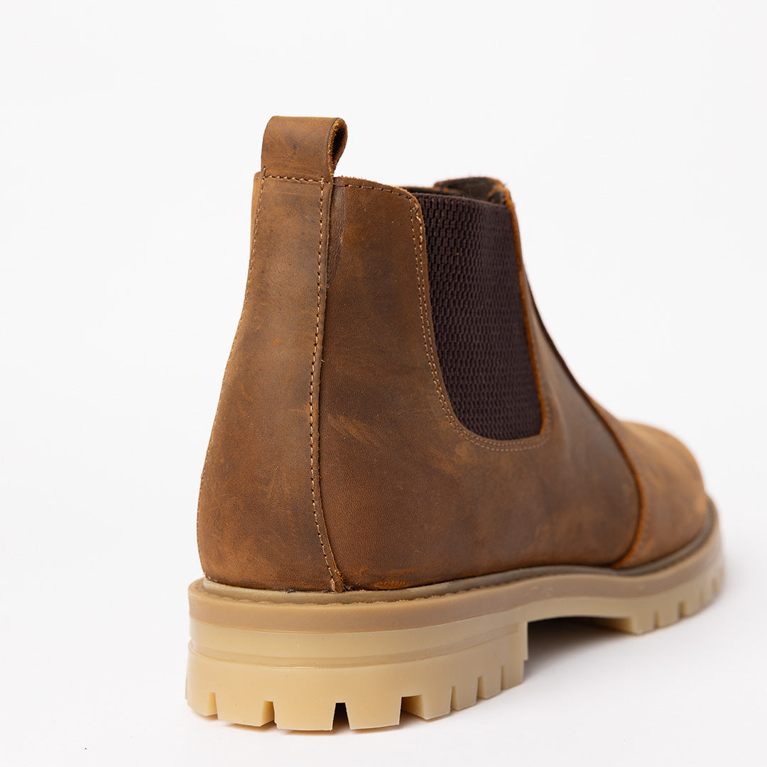 MENS ZAFF TAN LEATHER CHELSEA BOOT